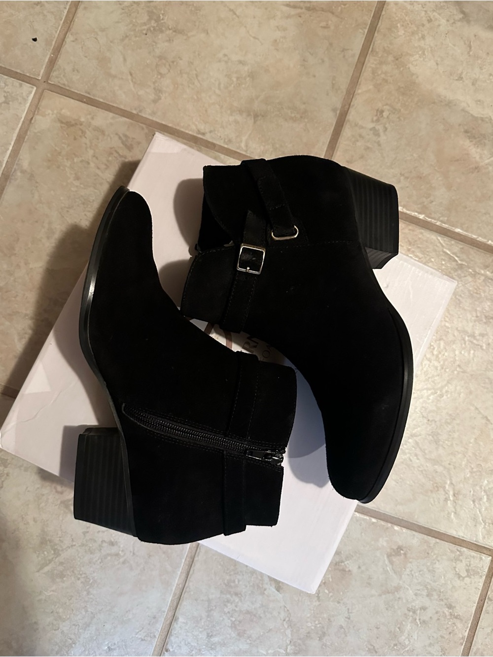 Giani Bernini Black Suede Ankle Boots with Block Heel